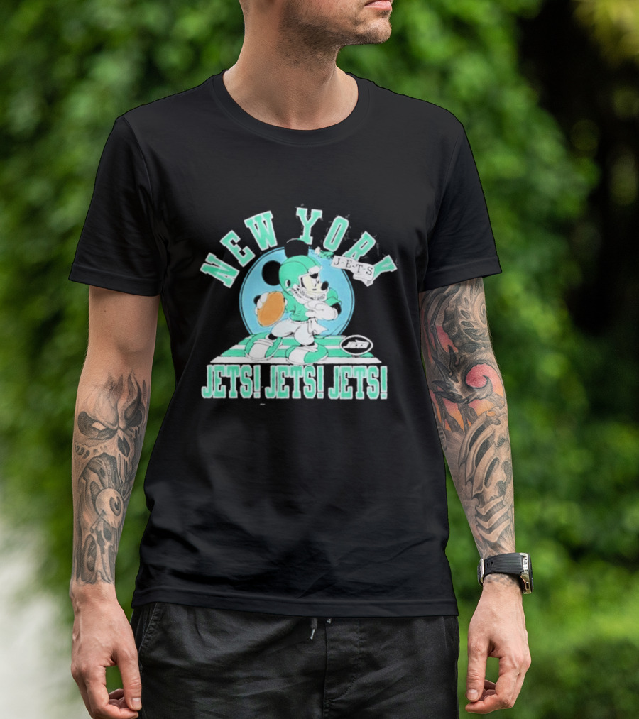 New York Jets Mickey Mouse Football Jets! Jets! Jets! T-Shirt