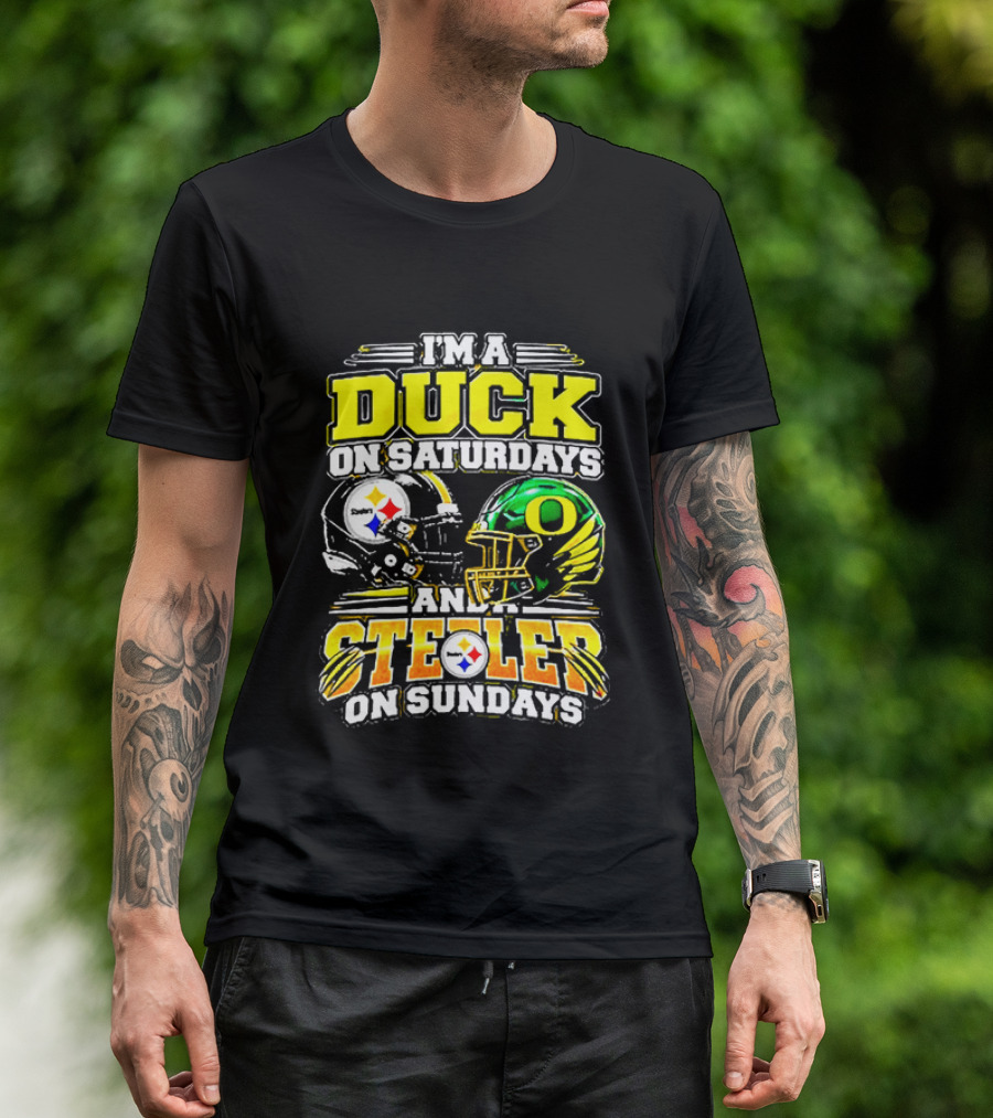 I'm A Duck On Saturdays And A Steeler On Sundays Football Fans T-Shirt