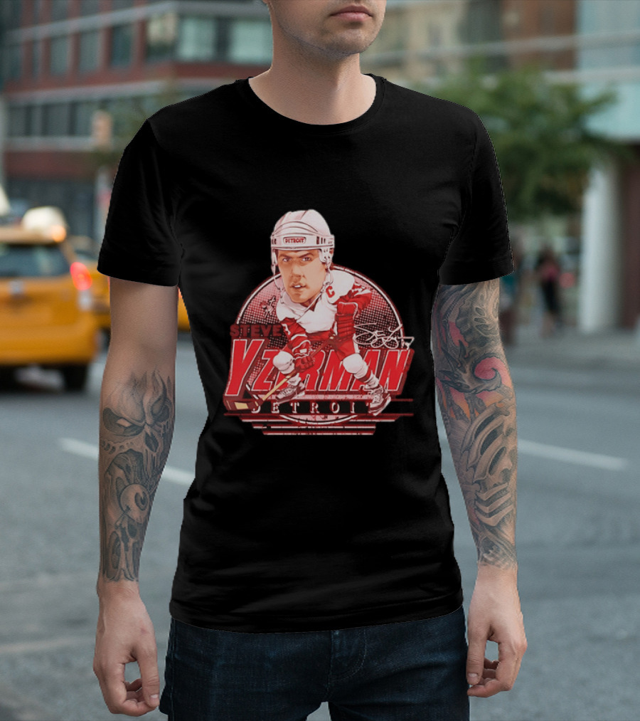 Steve Yzerman Detroit Red Wings Bruce Stark Collection Away Signature T-Shirt
