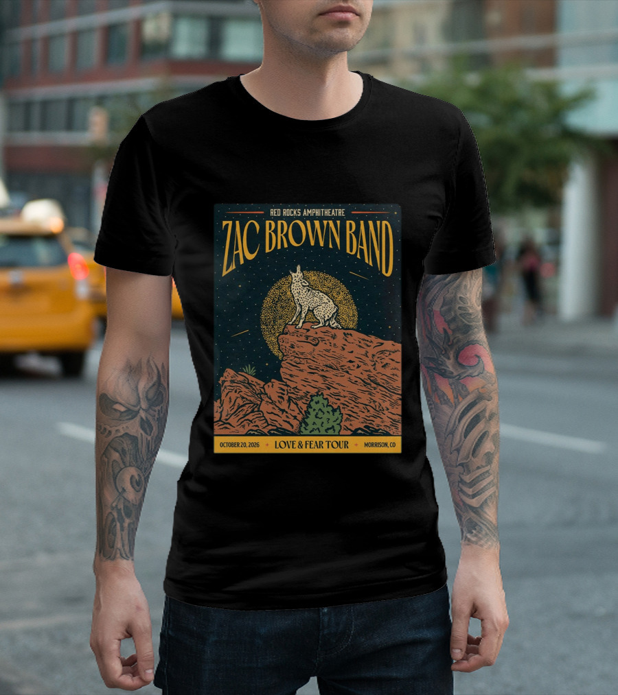 Zac Brown Band Love & Fear Tour Red Rocks Amphitheatre October 20 2026 Morrison CO T-Shirt