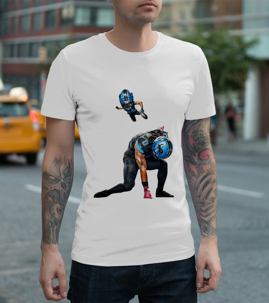 Amon Ra St. Brown Jahmyr Gibbs Super Hero Celebration Football Lions T-Shirt