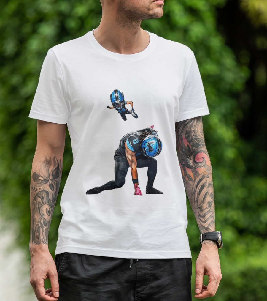 Amon Ra St. Brown Jahmyr Gibbs Super Hero Celebration Football Lions T-Shirt