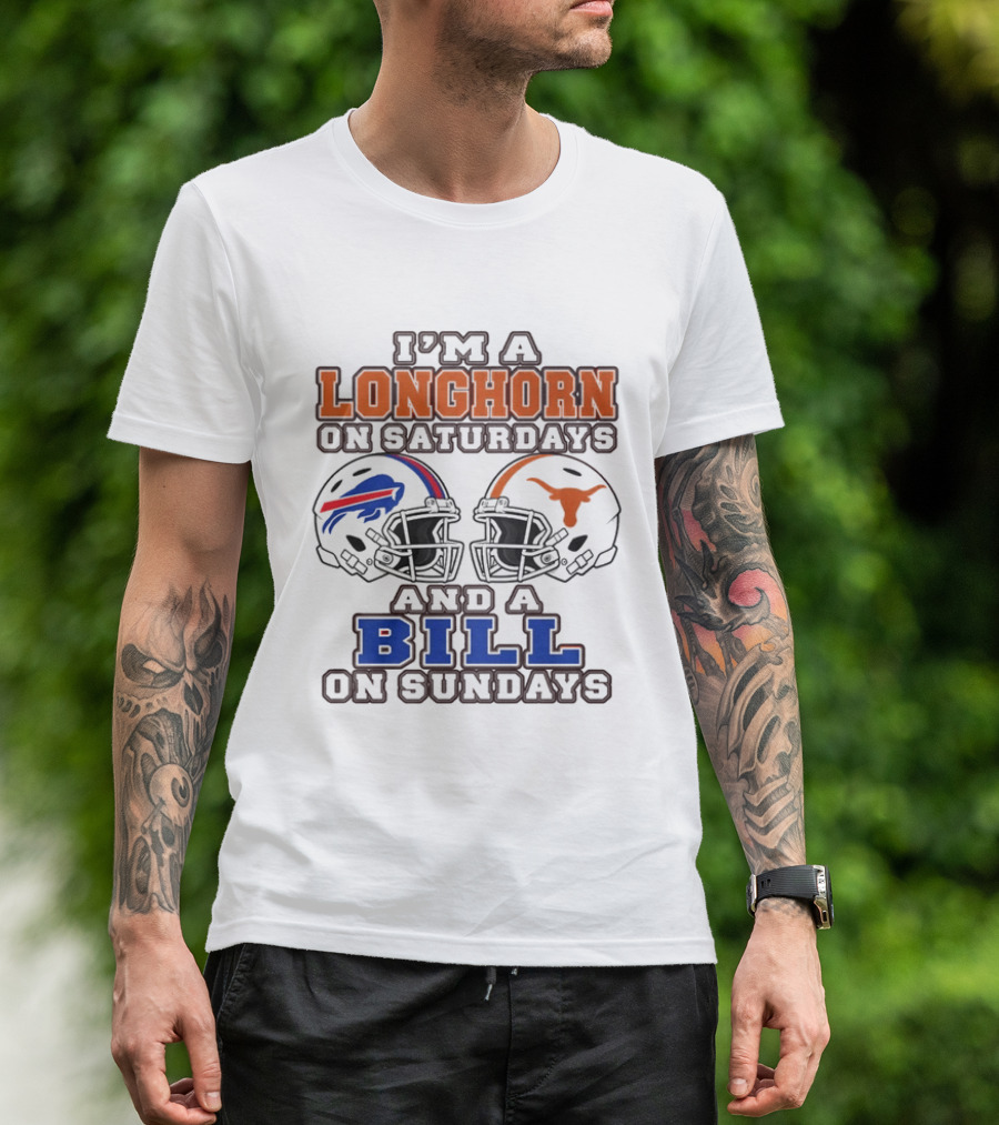 I'm A Longhorn On Saturdays And A Bill On Sundays Helmet 2026 T-Shirt