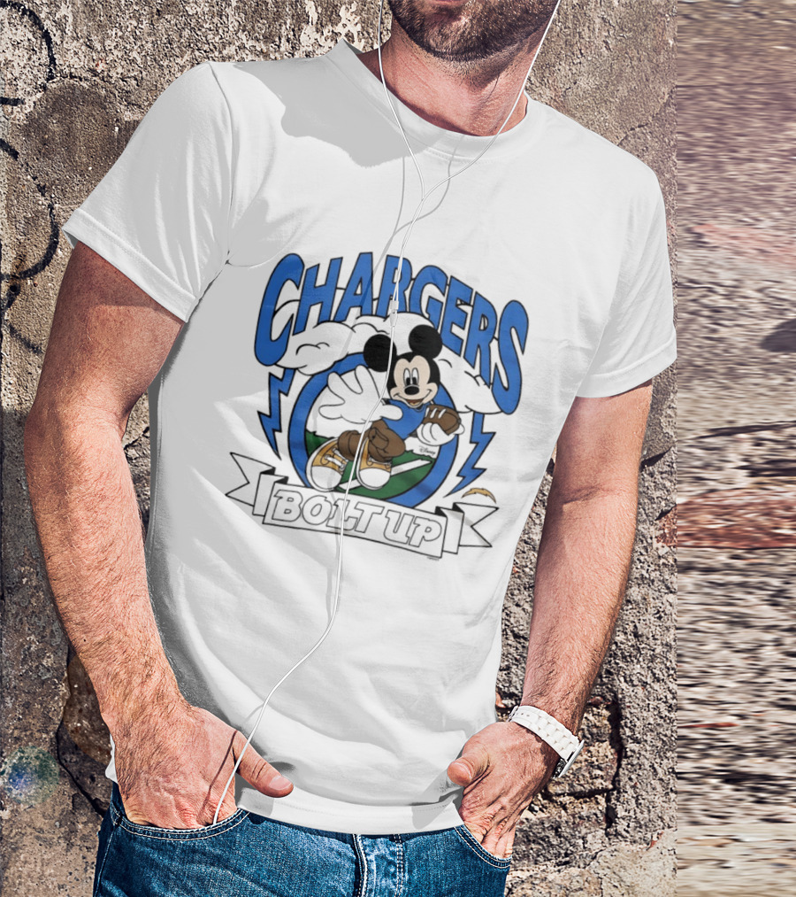Los Angeles Chargers Mickey Mouse Bolt Up Football 2026 T-Shirt