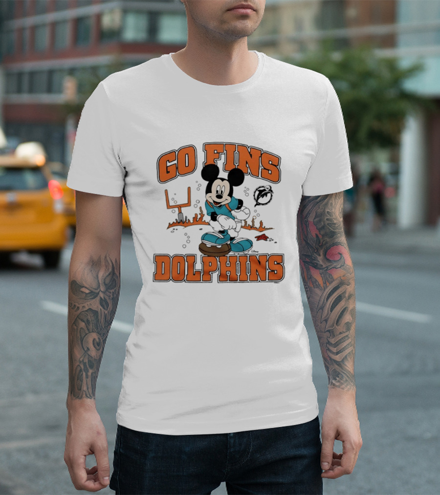 Go Fins Dolphins Mickey Mouse X Miami Dolphins Football 2026 T-Shirt