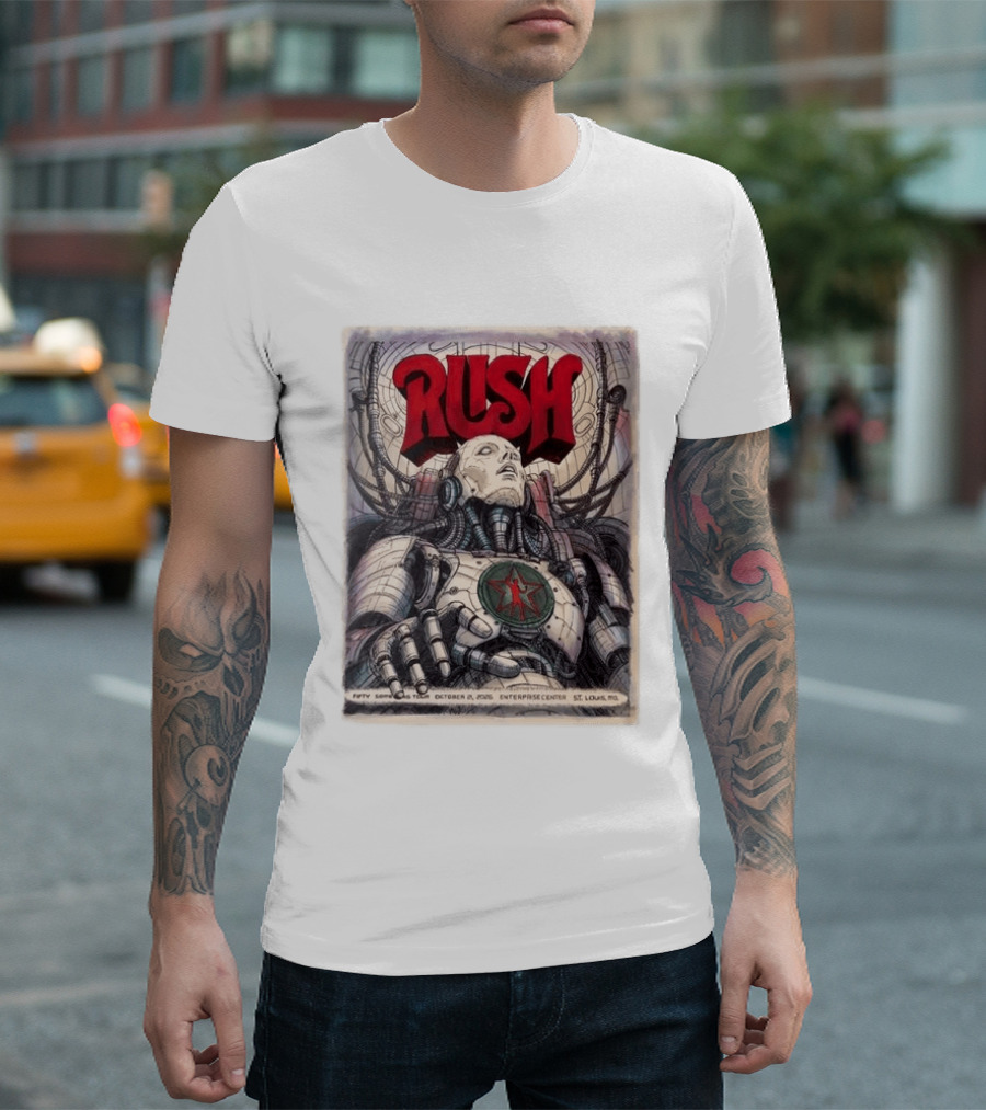 Rush Fifty Something Tour October 21 2026 Enterprise Center St. Louis MO Robot Star T-Shirt