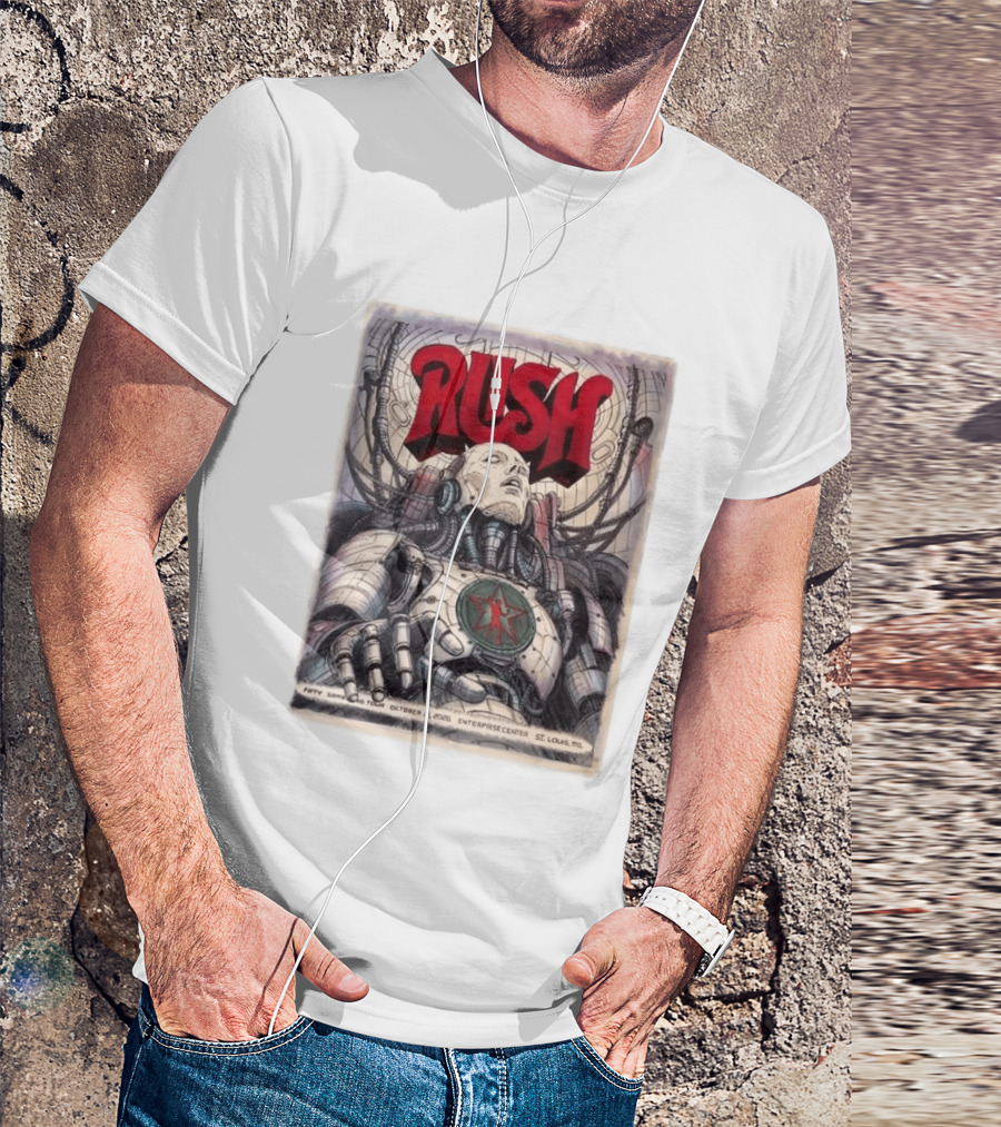 Rush Fifty Something Tour October 21 2026 Enterprise Center St. Louis MO Robot Star T-Shirt