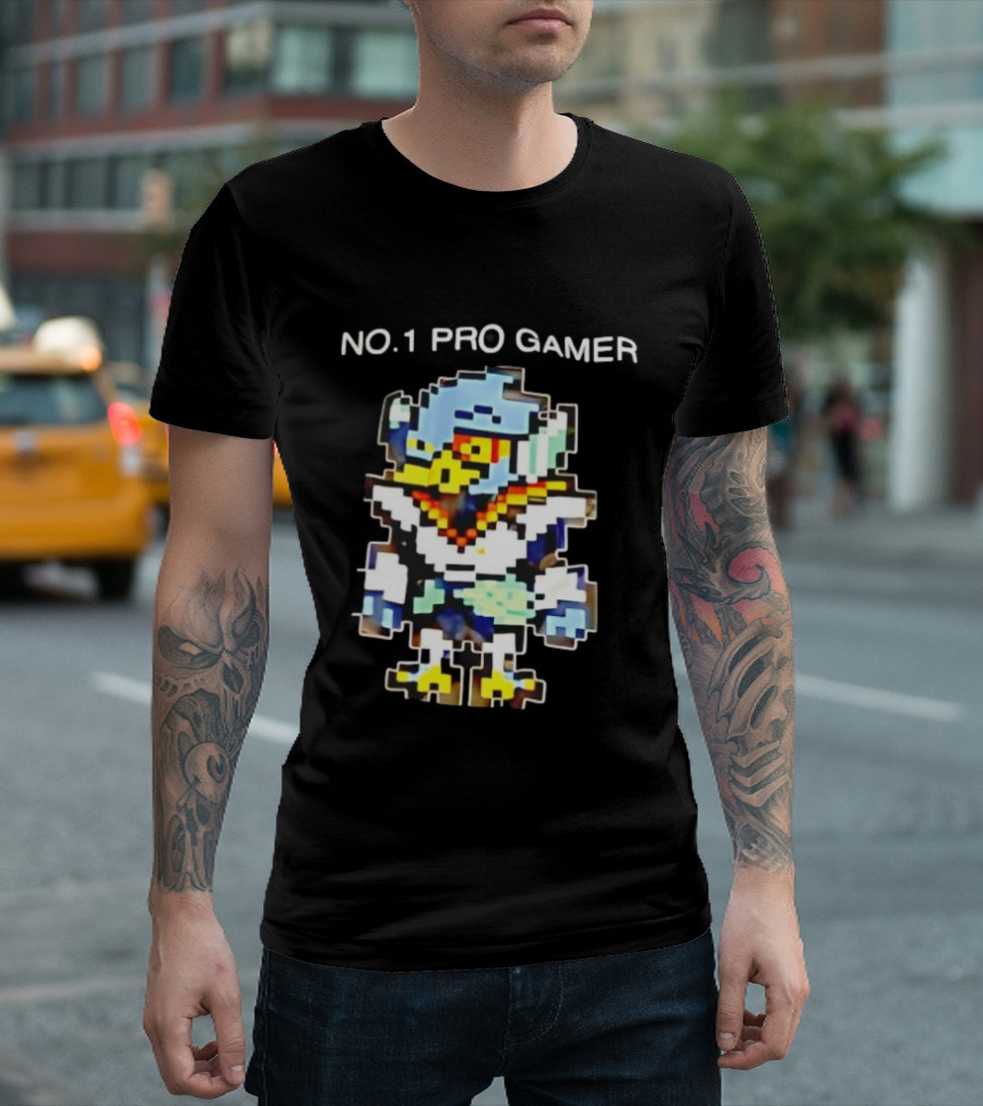 NO.1 PRO GAMER Pixelated Berdly Character Retro Game Style T-Shirt