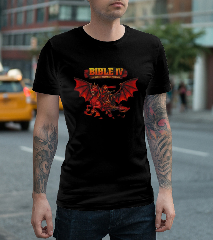 Bible IV The Newest Testament Presents Demon Dragon Rider T-Shirt