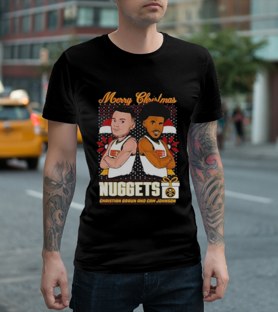 Merry Christmas Nuggets Christian Braun Cam Johnson T-Shirt