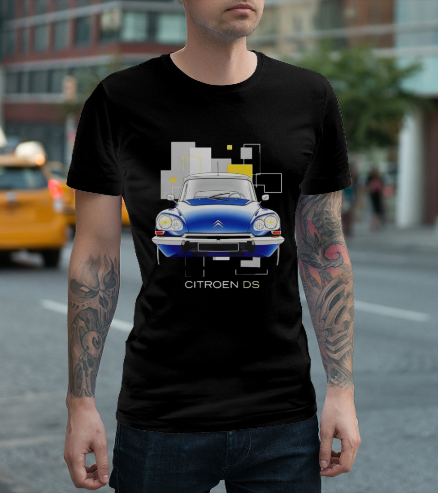 Citroën DS Classic Car Blue Front View Vintage Design T-Shirt