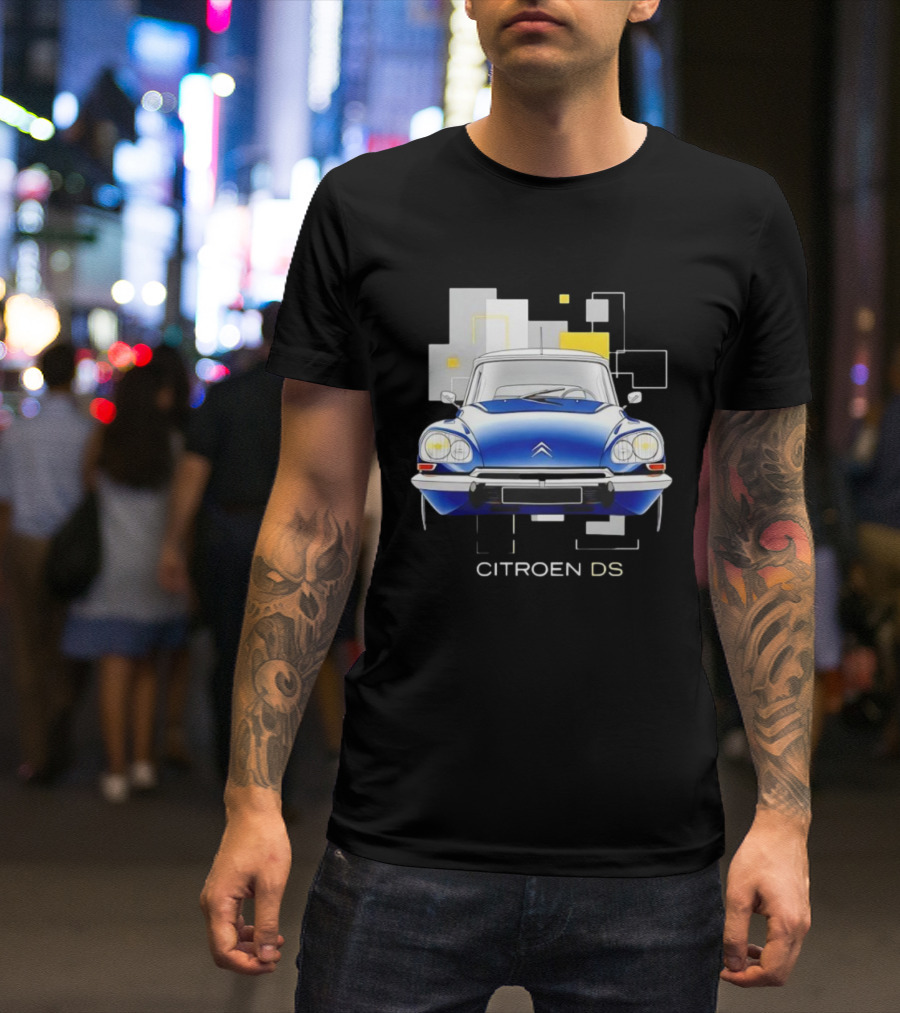 Citroën DS Classic Car Blue Front View Vintage Design T-Shirt