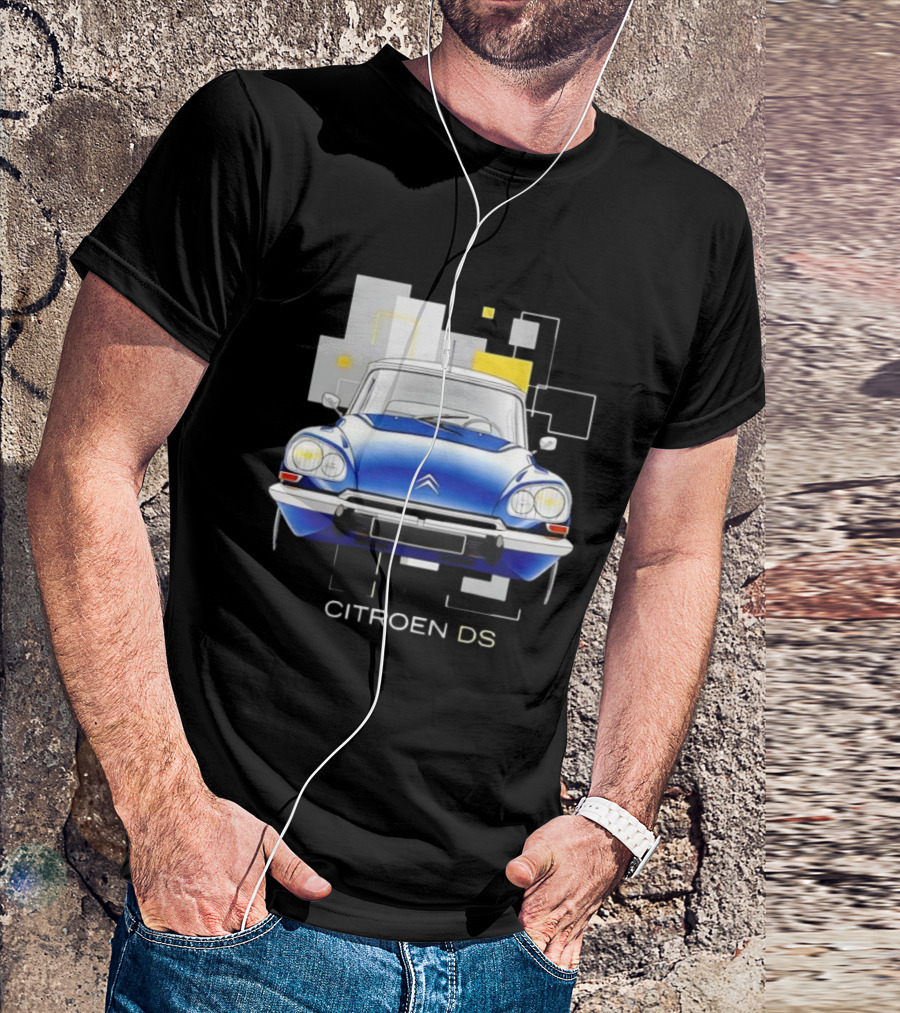 Citroën DS Classic Car Blue Front View Vintage Design T-Shirt