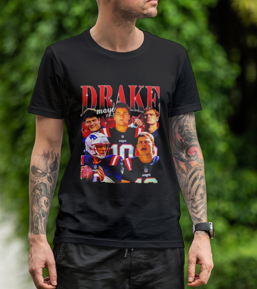 Drake Maye Patriots Vintage 90s Quarterback NFL Football T-Shirt