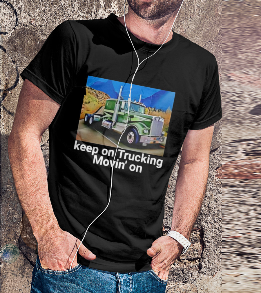 Keep On Trucking Movin' On Vintage Green Truck Scenic Road T-Shirt
