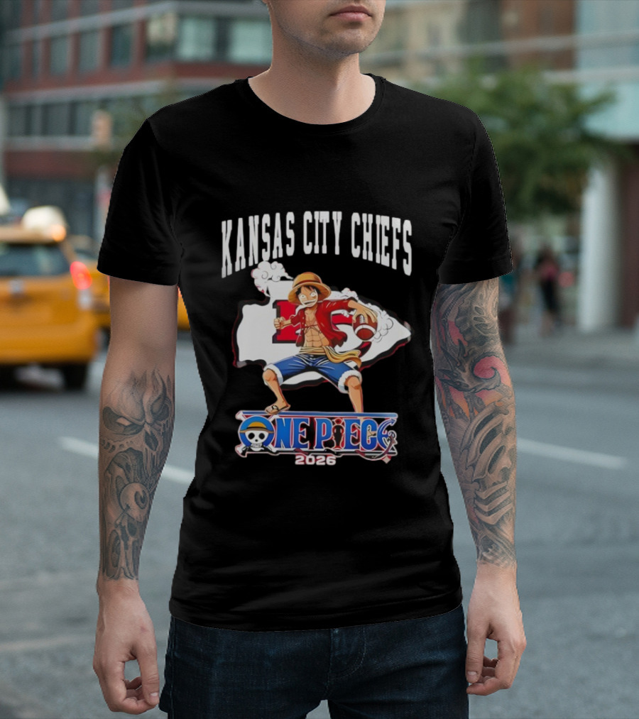 Kansas City Chiefs One Piece Luffy Football Crossover 2026 T-Shirt