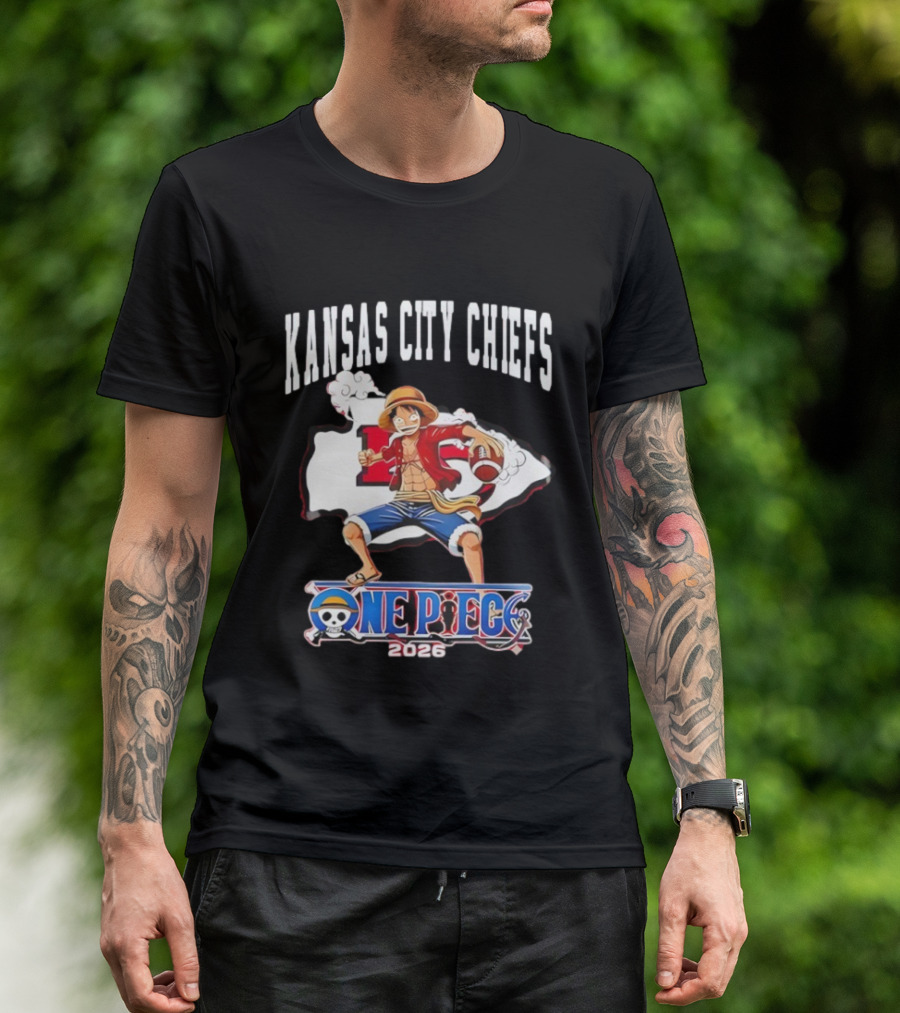 Kansas City Chiefs One Piece Luffy Football Crossover 2026 T-Shirt