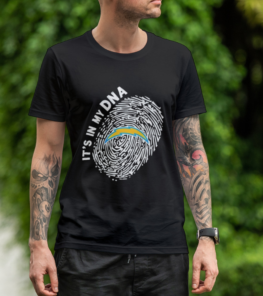 Los Angeles Chargers It's In My DNA Fingerprint Bolt T-Shirt