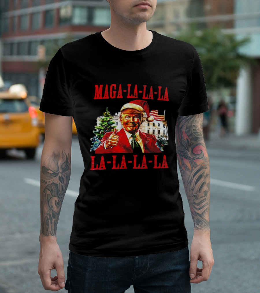 MAGA La La La Donald Trump Christmas Santa Hat Thumbs Up T-Shirt