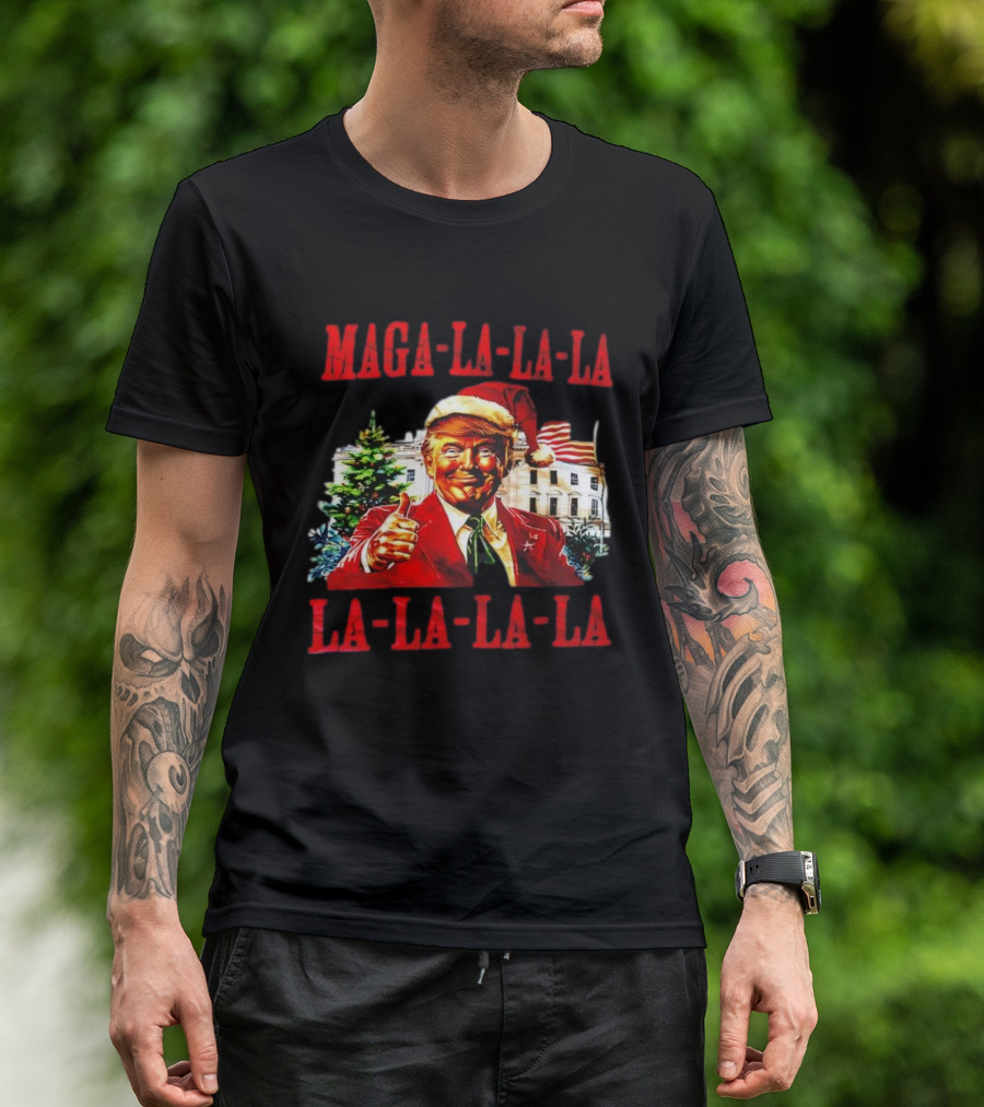 MAGA La La La Donald Trump Christmas Santa Hat Thumbs Up T-Shirt