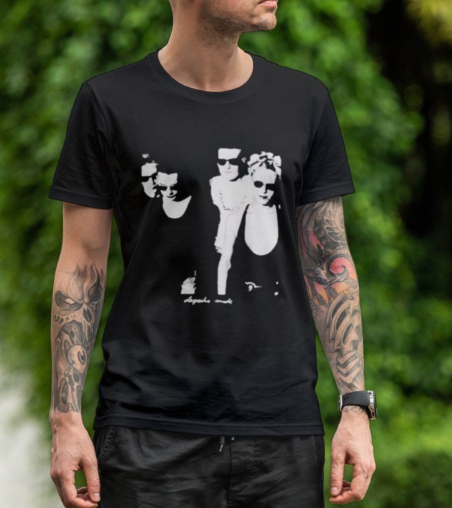 Public Laundry Depeche Mode Classic Band Members Black And White Sunglasses Style T-Shirt