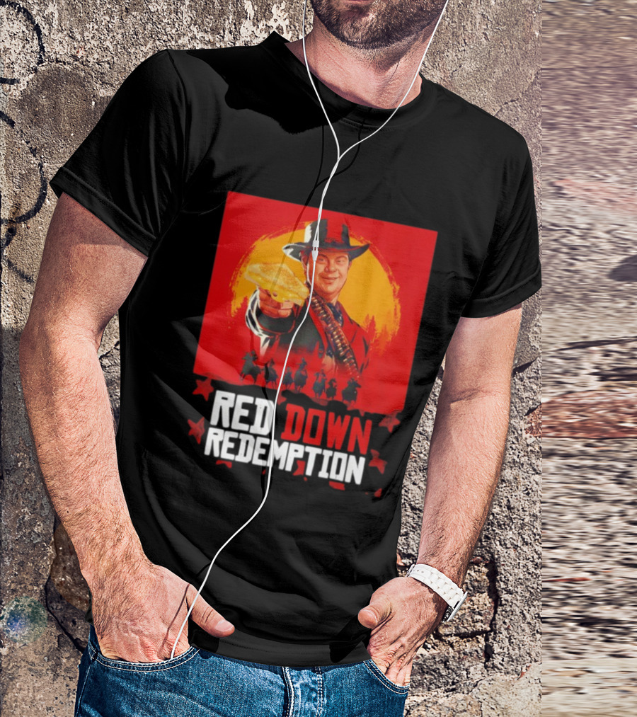 Red Down Redemption Cowboy Parody Toast Fun Graphic T-Shirt