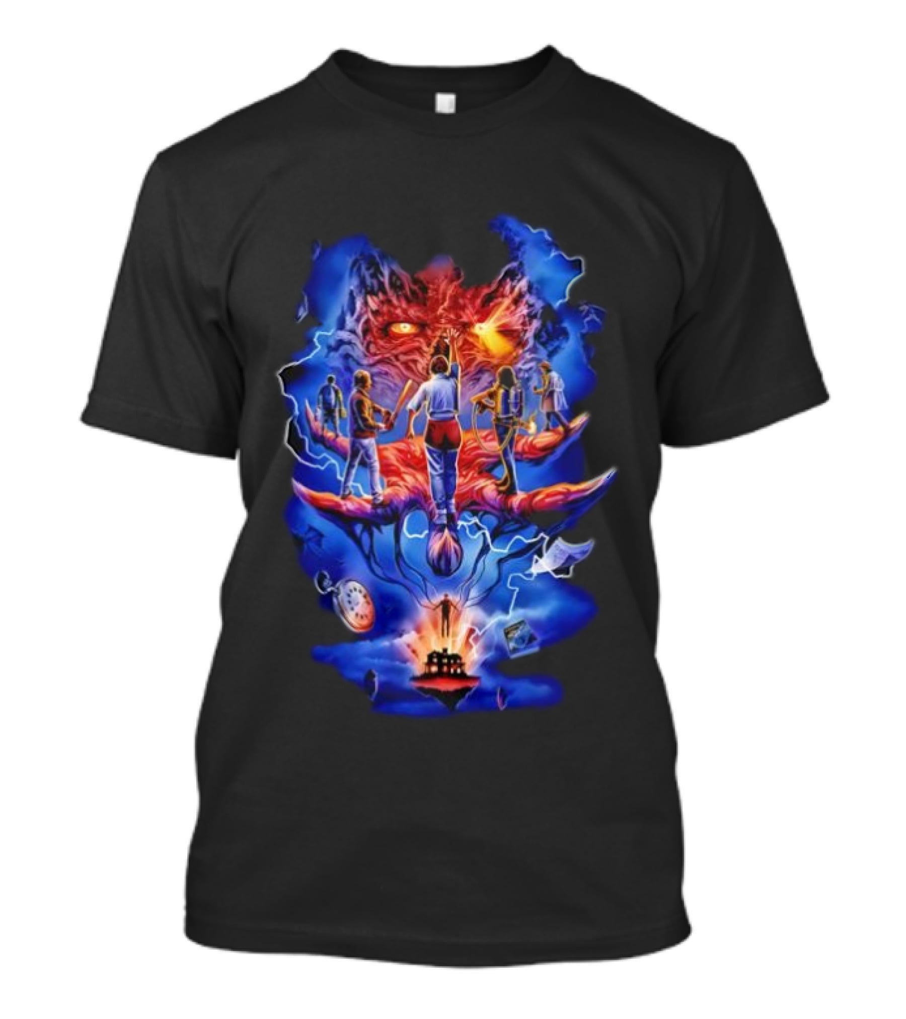 Stranger Things Fright Rags Upside Down Warriors Dramatic Art Adventure T-Shirt