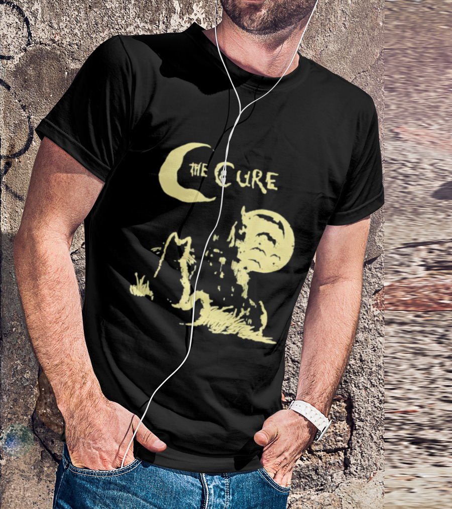 The Cure Cat Gothic Vintage Moonlit Night Scene T-Shirt