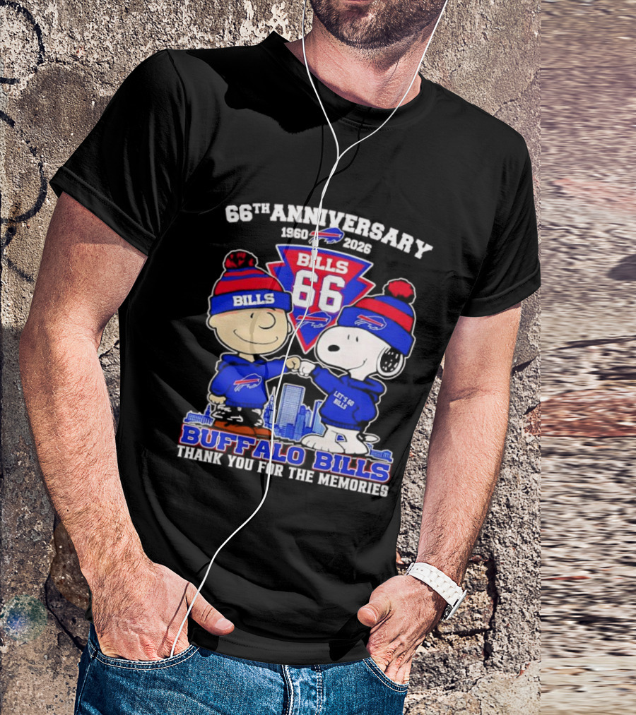 Peanuts Buffalo Bills 66th Anniversary 1950-2023 Thank You For The Memories T-Shirt