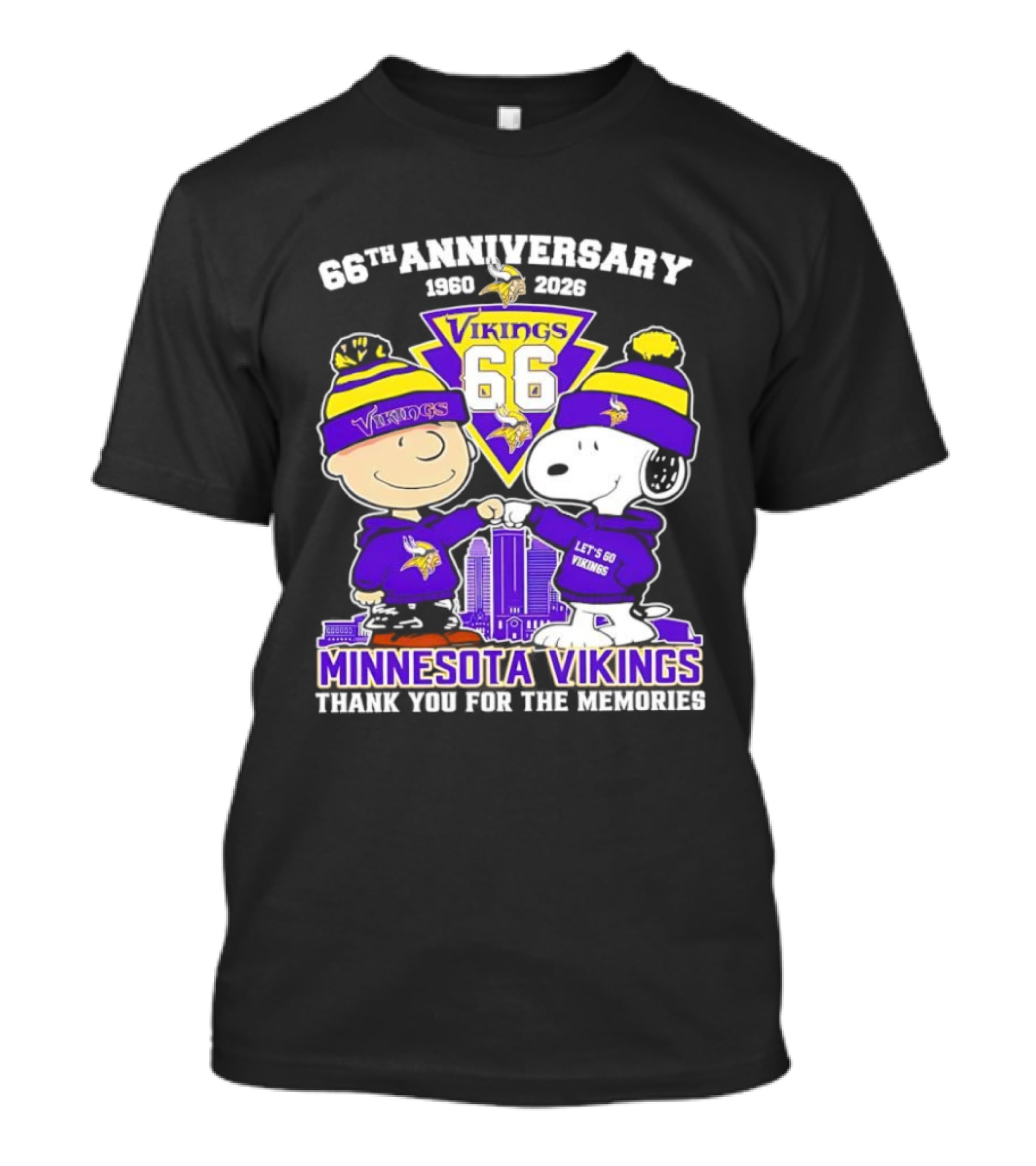Peanuts Minnesota Vikings 66th Anniversary 1961-2023 Thank You For The Memories T-Shirt