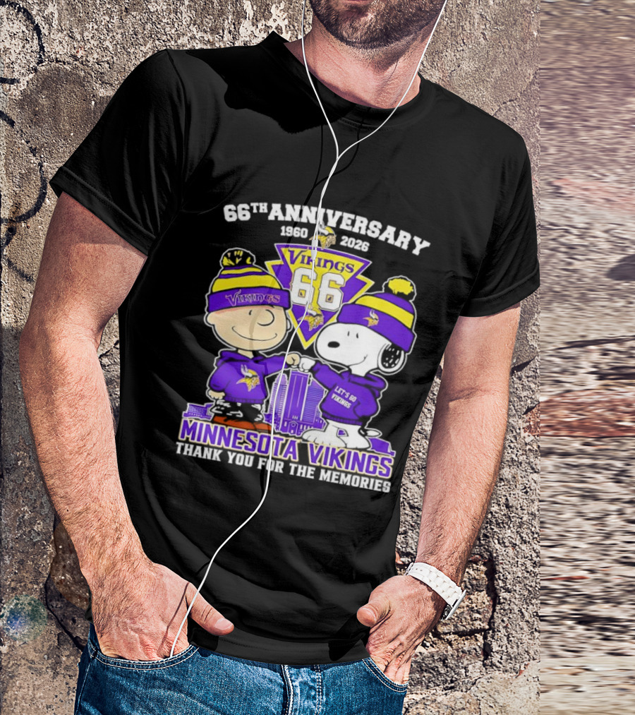 Peanuts Minnesota Vikings 66th Anniversary 1961-2023 Thank You For The Memories T-Shirt