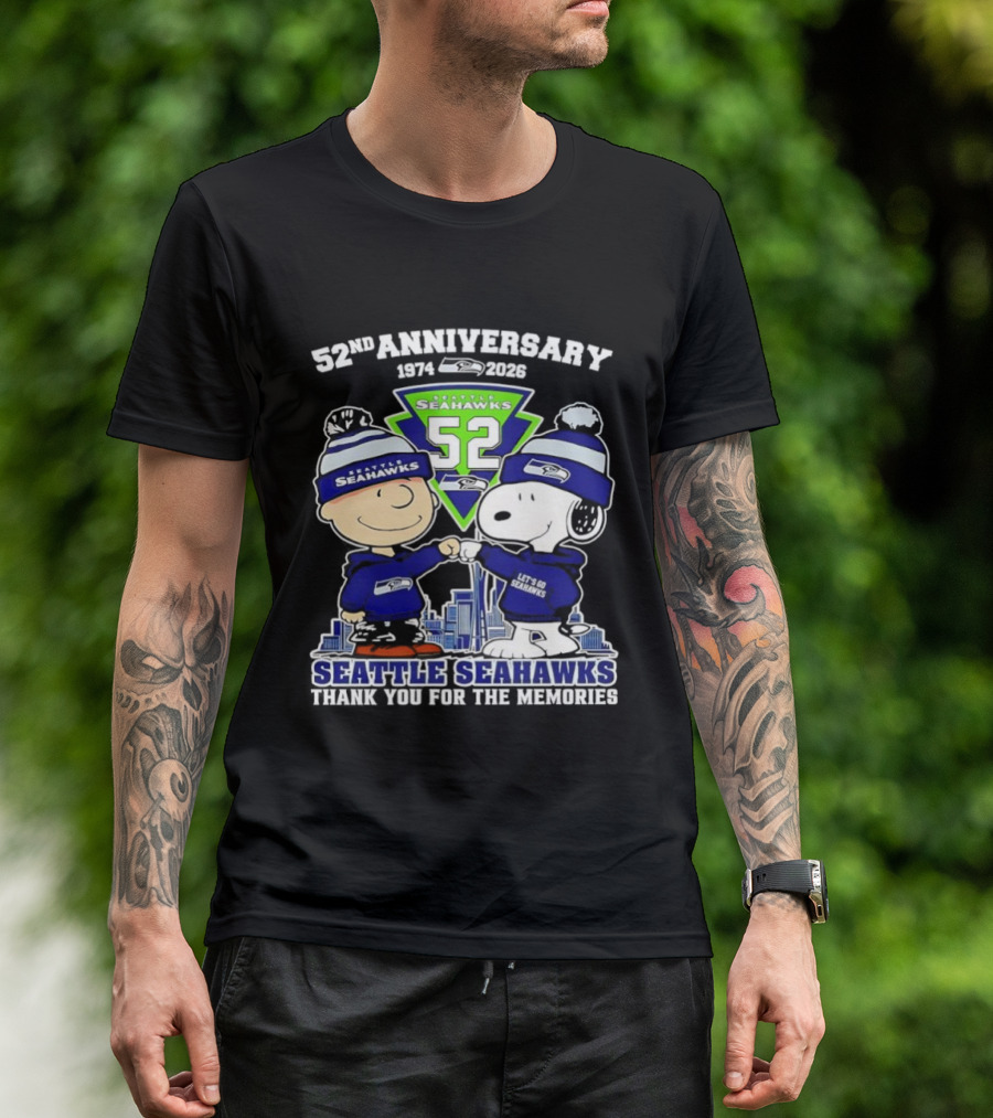 52nd Anniversary Peanuts Celebration Seattle Seahawks Thank You For The Memories T-Shirt