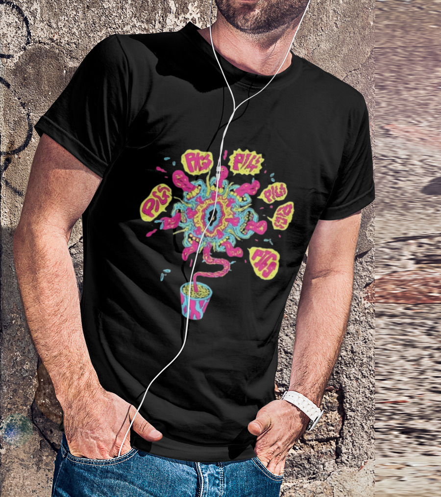 Pigs Pigs Pigs Pigs Pigs Pigs Pigs Casey’s Plantpot Vibrant Psychedelic Imagery T-Shirt