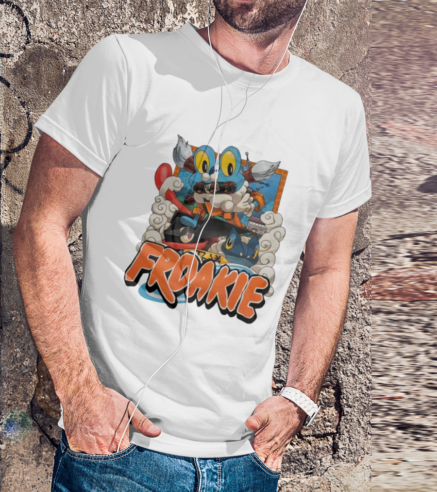 Froakie Ninja Adventure With Playful Clouds And Energetic Vibes T-Shirt