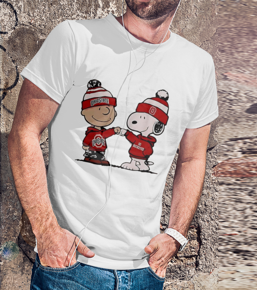 Charlie Brown Snoopy Ohio State Buckeyes Fist Bump Winter Gear T-Shirt