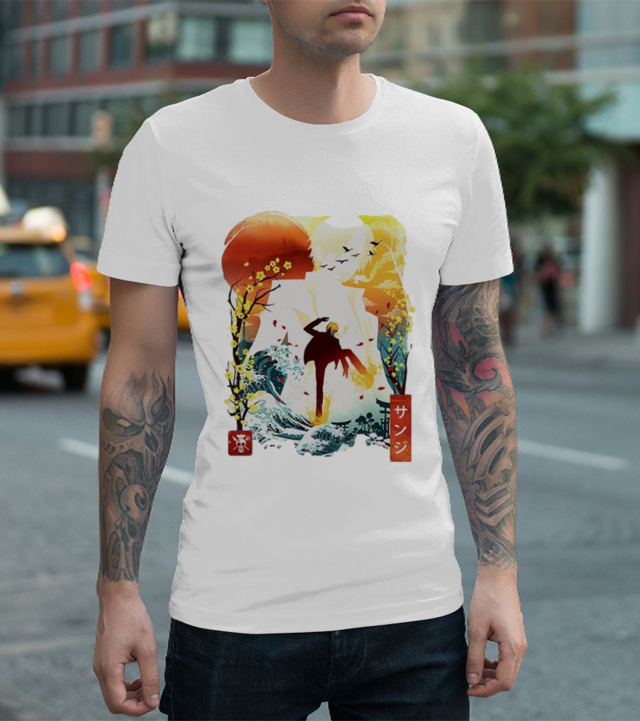Sanji One Piece Anime Ukiyo-e Style Lunar New Year Japan Art T-Shirt