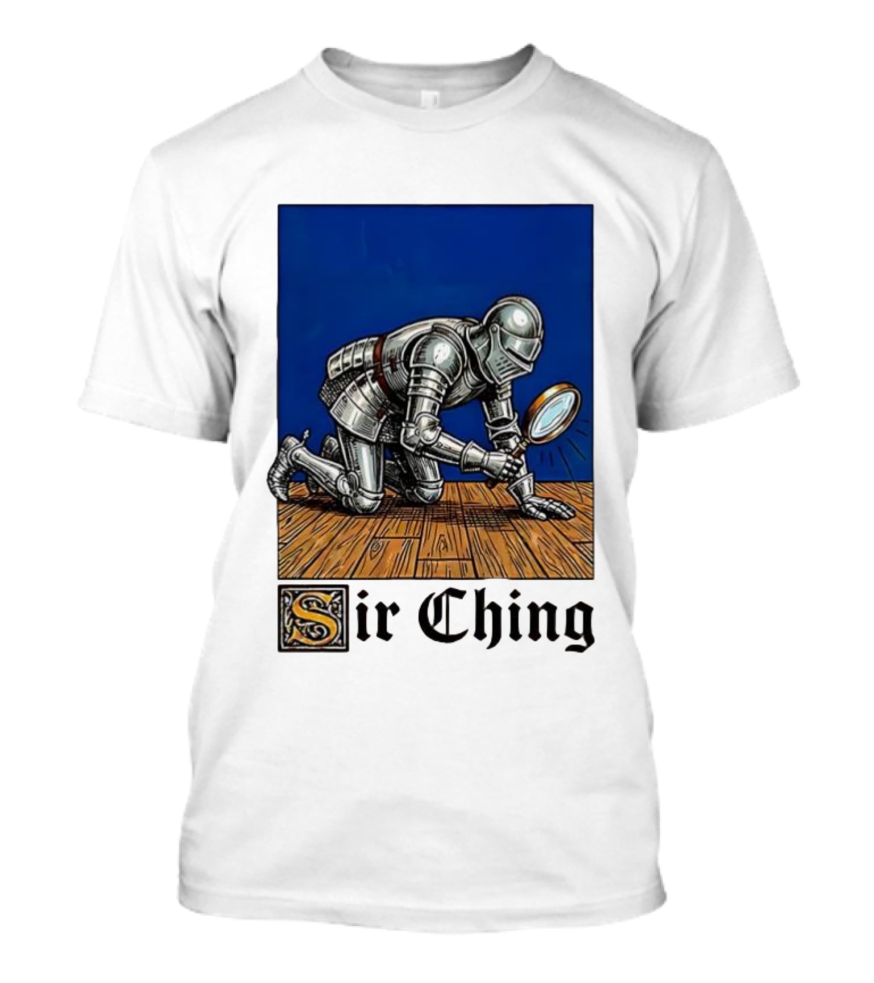 Sir Ching Knight Armor Magnifying Glass Search T-Shirt
