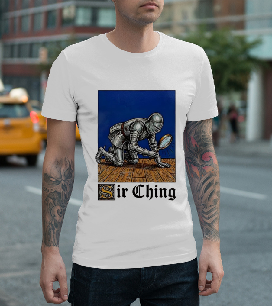 Sir Ching Knight Armor Magnifying Glass Search T-Shirt