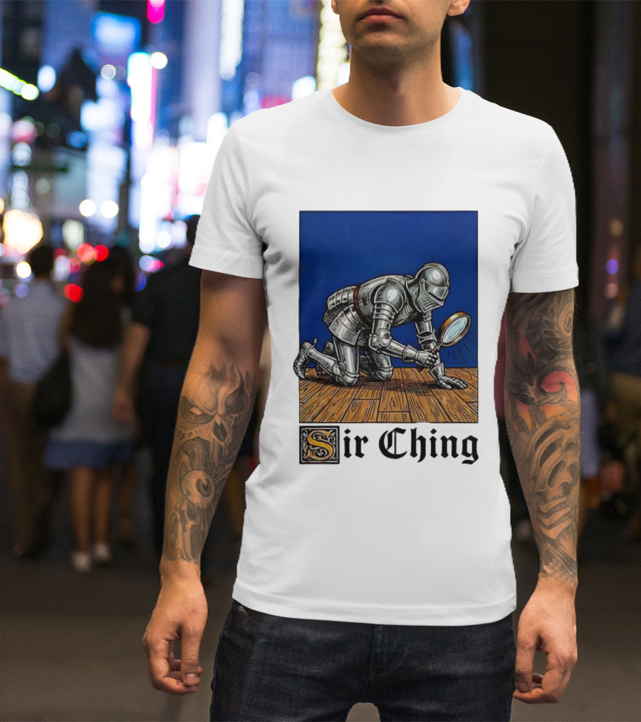 Sir Ching Knight Armor Magnifying Glass Search T-Shirt