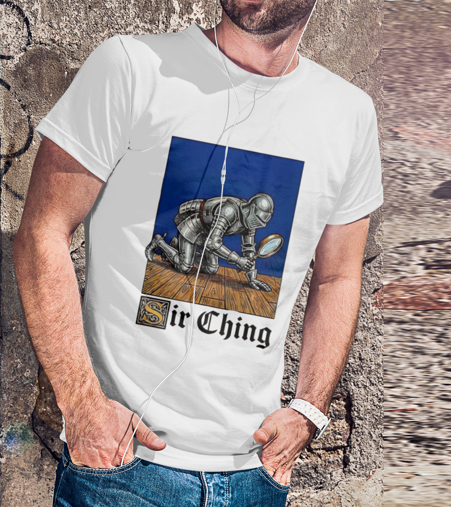 Sir Ching Knight Armor Magnifying Glass Search T-Shirt