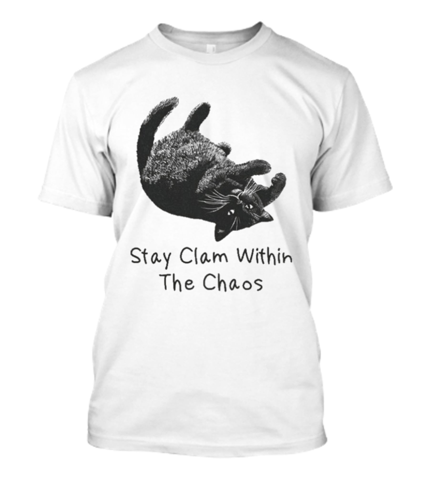 Stay Calm Within The Chaos Cat Pawsitive Vibes Black Feline T-Shirt