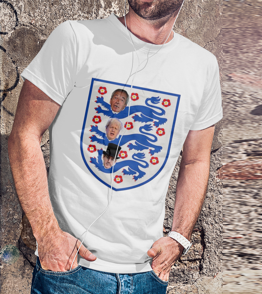 Nigel Farage Boris Johnson Jacob Rees Mogg England Three Lions Flag T-Shirt