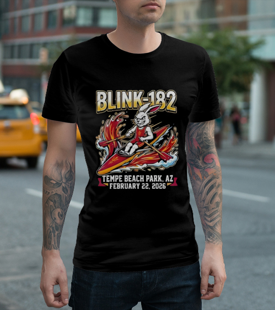 Blink 182 Tempe Beach Park AZ February 22 2026 Rowing Bunny T-Shirt