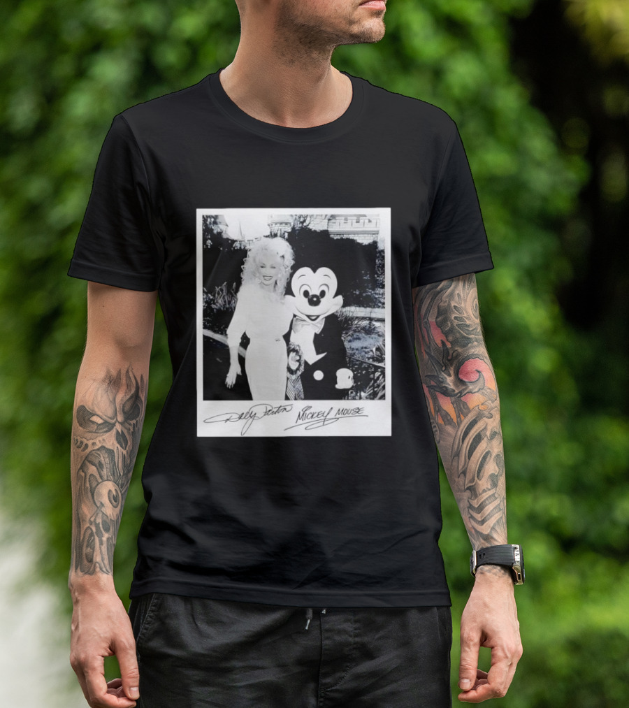 Dolly Parton Mickey Mouse Autograph Polaroid Disney Collaboration T-Shirt