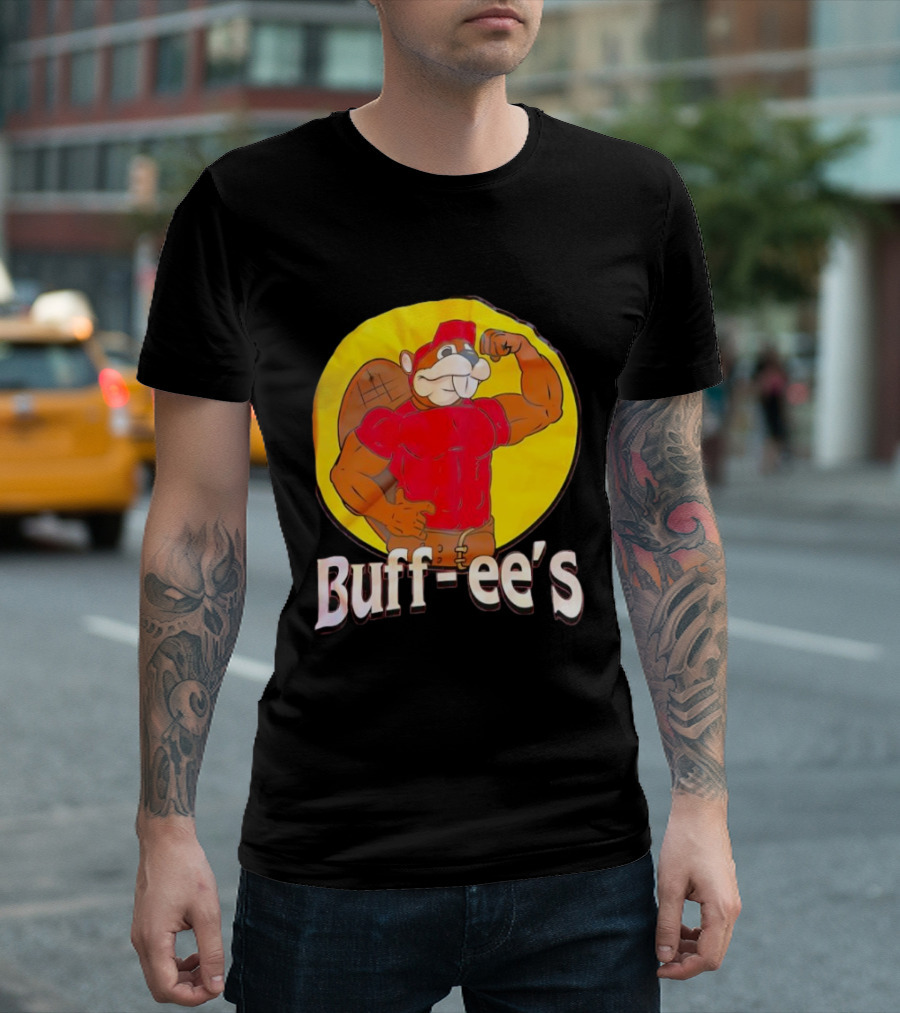 Buff Ee's Gym Muscular Beaver Flexing Muscles T-Shirt
