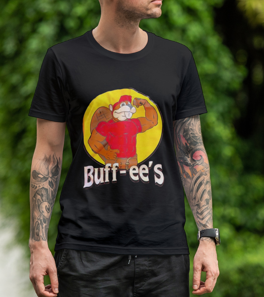 Buff Ee's Gym Muscular Beaver Flexing Muscles T-Shirt