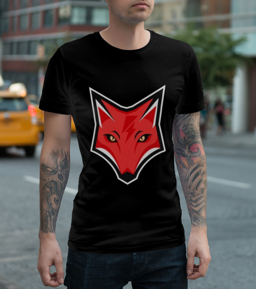 Electric Fox Lightning Emblem Red Fox Face T-Shirt
