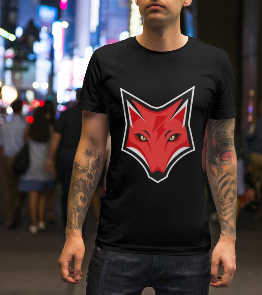 Electric Fox Lightning Emblem Red Fox Face T-Shirt