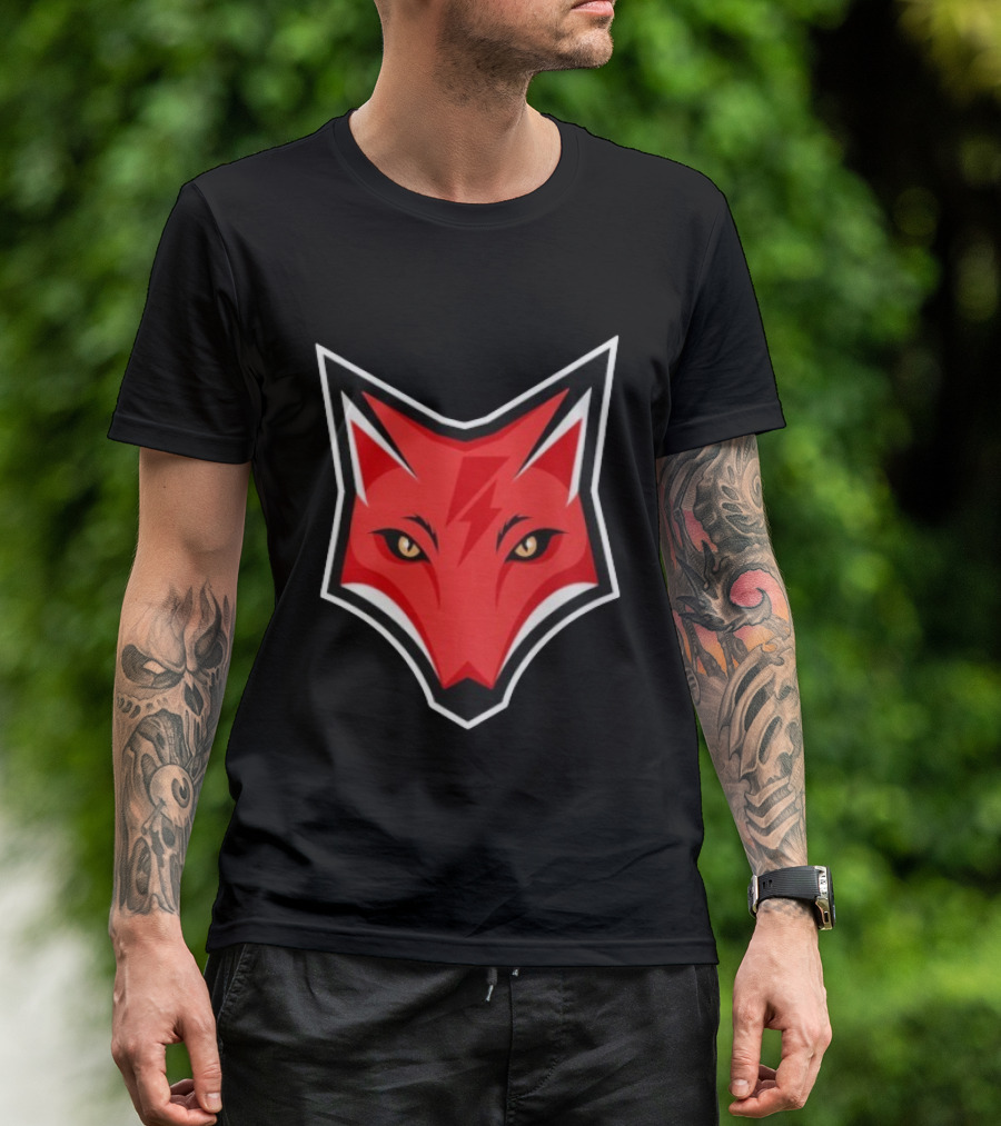 Electric Fox Lightning Emblem Red Fox Face T-Shirt