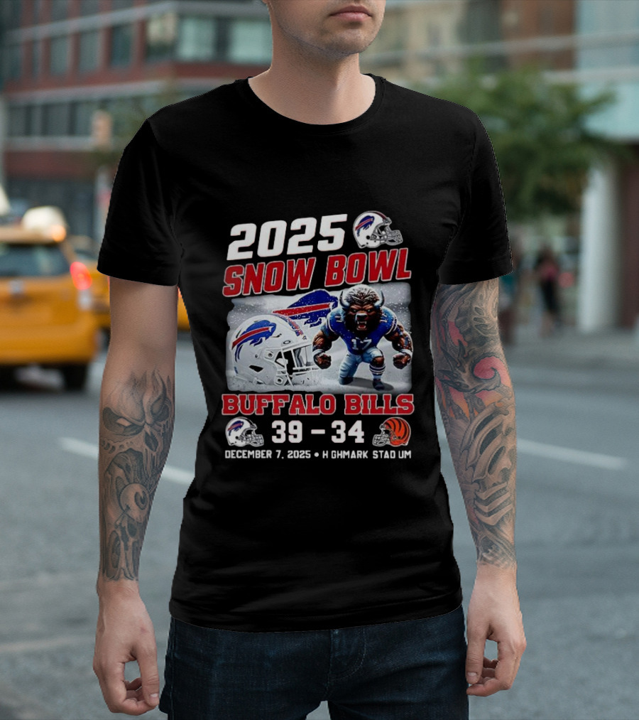 2025 Snow Bowl Buffalo Bills 39 34 December 7 Highmark Stadium Buffalo Vs Cincinnati T-Shirt